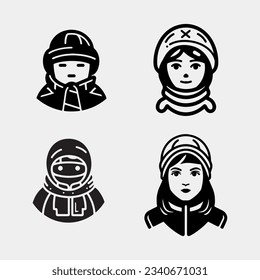 winter scarf clothes face portrait vector