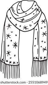 Winter scarf doodle. Knitted warm fashion accessory