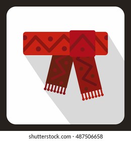 Winter scarf icon in flat style with long shadow. Accessories symbol vector illustration