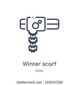 winter scarf icon from winter outline collection. Thin line winter scarf icon isolated on white background.