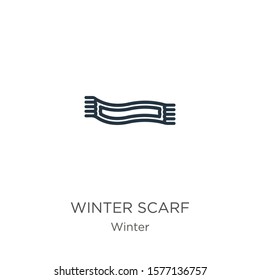 Winter scarf icon. Thin linear winter scarf outline icon isolated on white background from winter collection. Line vector sign, symbol for web and mobile