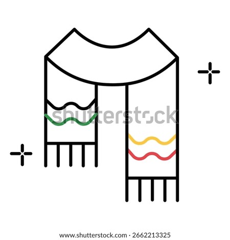 Winter Scarf Icon Vector Illustration for Seasonal Apparel and Accessory Design