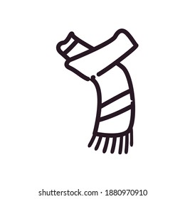 Estilo de línea de bufanda de invierno diseño de icono de la temporada de tela moda textil frío cálido accesorio año nuevo feliz navidad y tema de celebración Ilustración vectorial