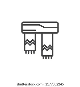 Winter Scarf outline icon. linear style sign for mobile concept and web design. Neckerchief line vector icon. Symbol, logo illustration. Pixel perfect vector graphics