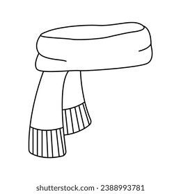 Winter scarf. Vector illustration in doodle style. Isolated on white background.