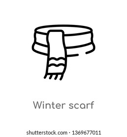 winter scarf vector line icon. Simple element illustration. winter scarf outline icon from winter concept. Can be used for web and mobile