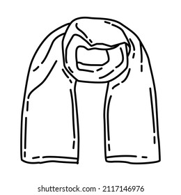 Winter Scarves for Men Part of Winter Accessories and Activities Hand Drawn Icon Set Vector.