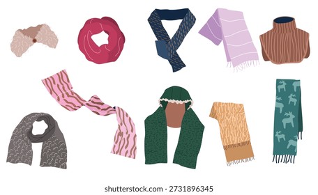 winter scarves set woolen knitted cotton scarves