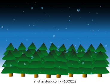 Winter scene  by night