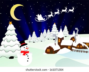 Winter scene - christmas card - vector