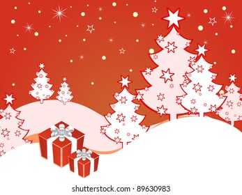winter scene - christmas card - vector