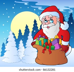 Winter scene with Christmas theme 2 - vector illustration.