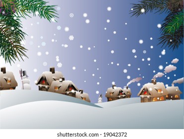 winter scene, christmas vector background