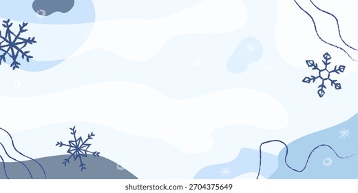Winter scene featuring snowflakes and abstract patterns in soft blue tones