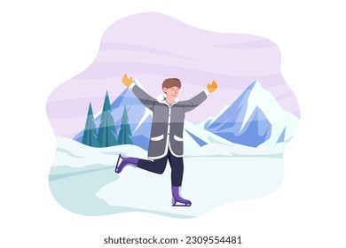 Winter Scene Flat Design Illustration