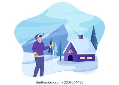 Winter Scene Flat Design Illustration