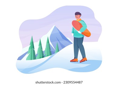Winter Scene Flat Design Illustration