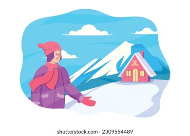 Winter Scene Flat Design Illustration