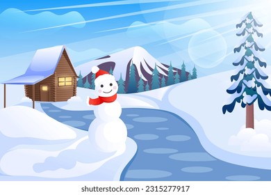 Winter Scene Flat Design Illustration