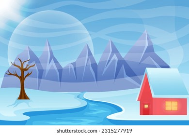 Winter Scene Flat Design Illustration