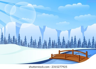 Ilustración de diseño plano de escenas de invierno