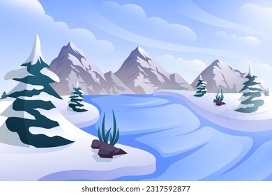 Winter Scene Flat Design Illustration