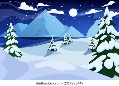 Winter Scene Flat Design Illustration