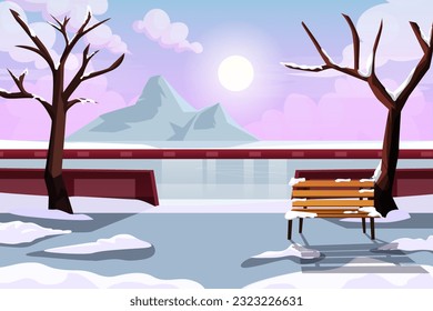 Ilustración de diseño plano de escenas de invierno