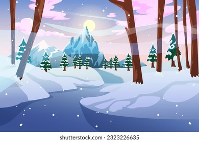 Winter Scene Flat Design Illustration