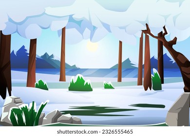Ilustración de diseño plano de escenas de invierno