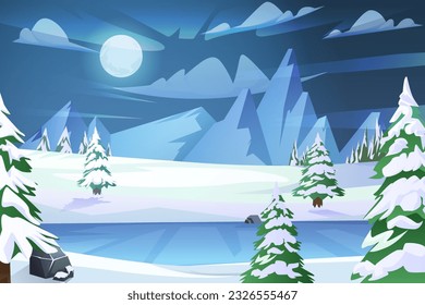 Winter Scene Flat Design Illustration