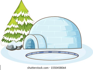 Winter scene with igloo illustration