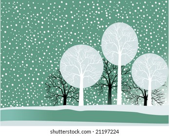 winter scene with snow and trees