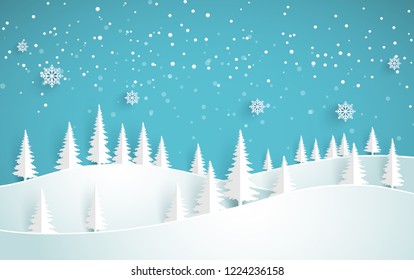 winter scenery with pine forests