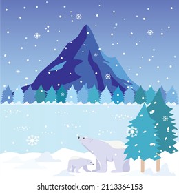 winter scenery, vector design illustration