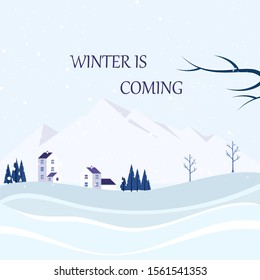 winter scenery in the village that has come. in flat style.
