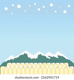 winter scenery with villages and mountains