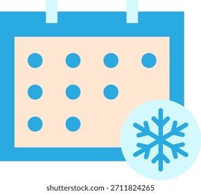 Winter Schedule Icon with Snowflake and Calendar