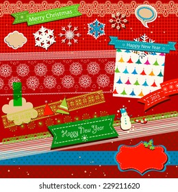winter scrapbook template with cute owl