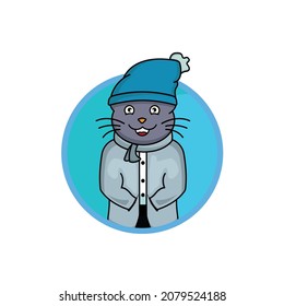 Winter seals cartoon character. illustration flat style. design template vector