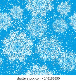 winter seamless with abstract vector snowflakes