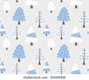 winter seamless background with decorated Christmas tree