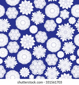 Winter seamless background with fantasy snowflakes - for greeting cards, invitations, wrapping paper and textile