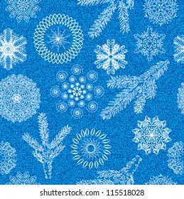 Winter seamless background with nature elements. Vector Illustration.
