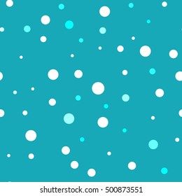Winter seamless background. Repeating snowfall texture. Circle shapes isolated on blue background.
