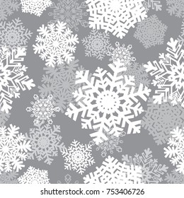 Winter seamless background with snowflakes. Winter holiday and Christmas background. Vector illustration