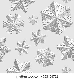 Winter seamless background with snowflakes. Winter holiday and Christmas background. Vector illustration