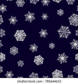Winter seamless background with snowflakes. Winter holiday and Christmas background. Vector illustration