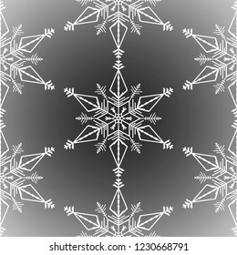 Winter seamless background with white snowflakes on transparent background. Snow frost effect. Abstract snowflakes seamless pattern