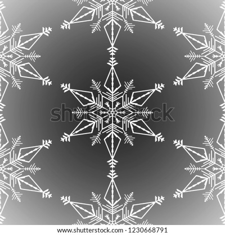 Winter seamless background with white snowflakes on transparent background. Snow frost effect. Abstract snowflakes seamless pattern